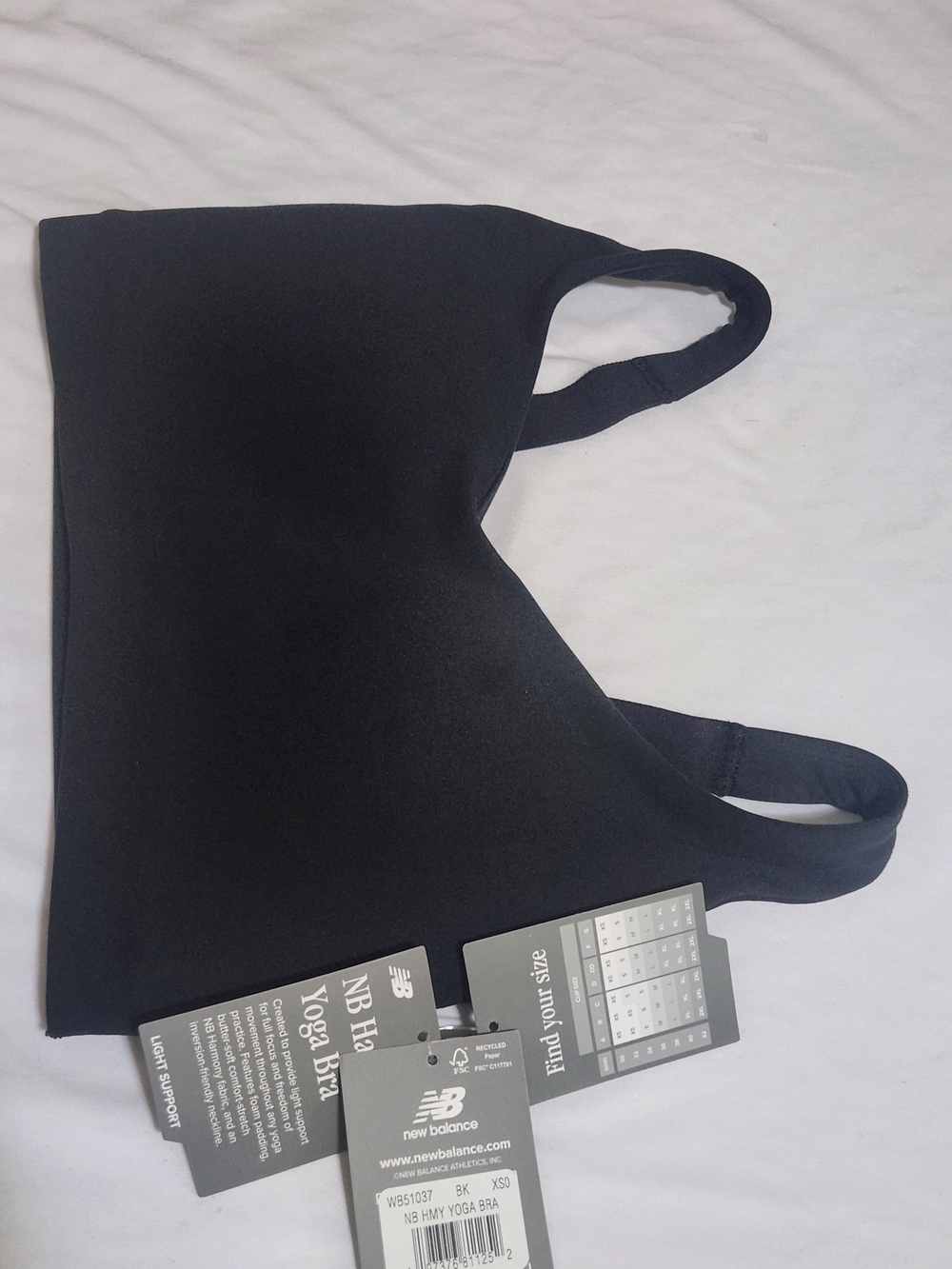New Balance Women's Black Yoga Bra - Lightweight Support